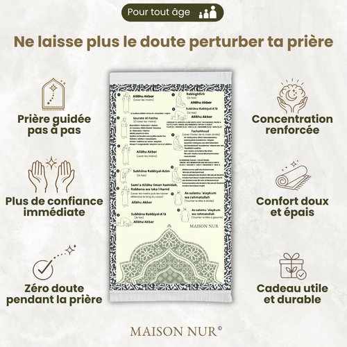 Tapis de prière avec guide intégré - Maison Nur