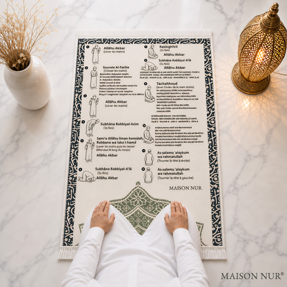 Tapis de prière avec guide intégré - Maison Nur