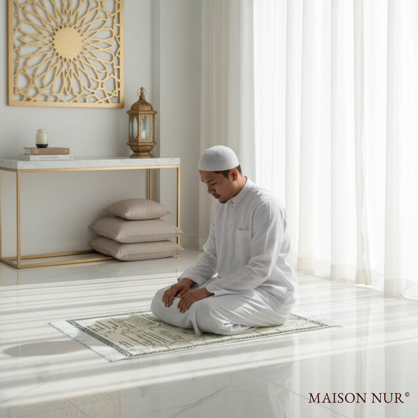 Tapis de prière avec guide intégré - Maison Nur